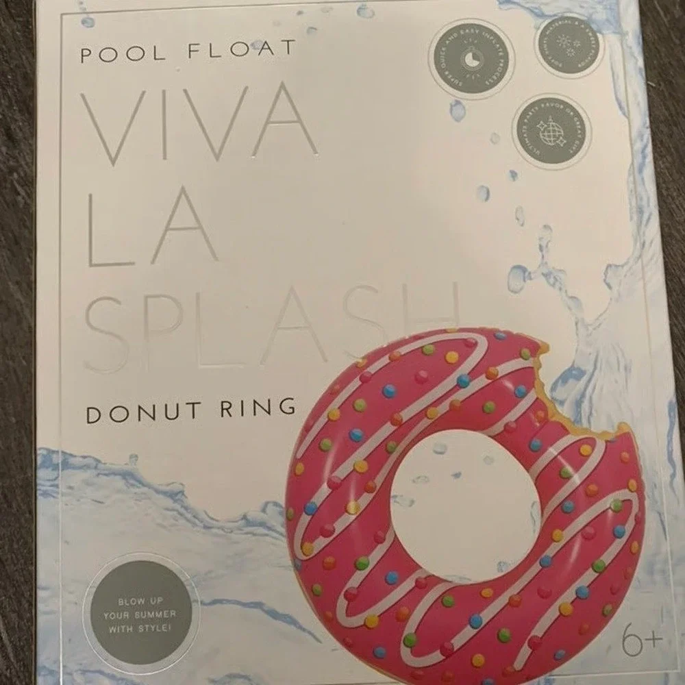 Viva La Splash Pool Float Unisex OS Pink Donut Ring Inflatable 26.5